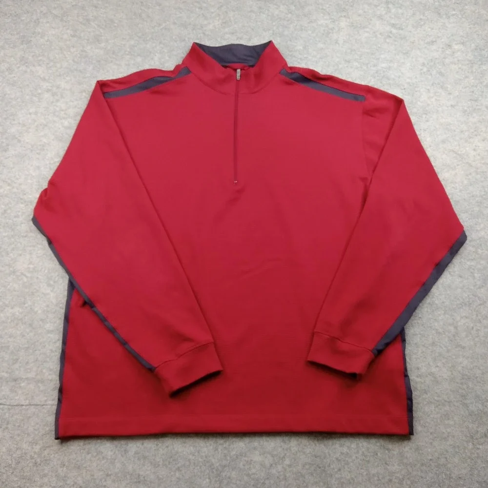 Nike Golf Sweater Mens Large Red Quarter Zip FitDry Pullover Athletic Sweatshirt